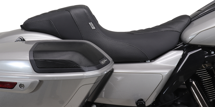 MUSTANG Kodlin Signature Series Squareback* Seat - Black w/ Gunmetal Stitch - FLH/FLT '23-'24 76324GM