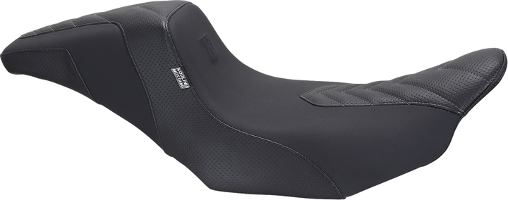 MUSTANG Kodlin Signature Series Squareback* Seat - Black w/ Gunmetal Stitch - FLH/FLT '23-'24 76324GM