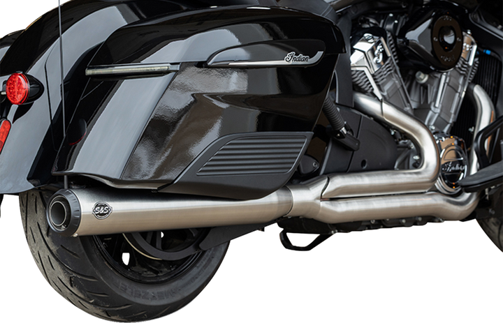 S&S CYCLE 2-into-1 Qualifier Exhaust System - Brushed Stainless Steel - Race Only - Indian with PowerPlus 550-1130