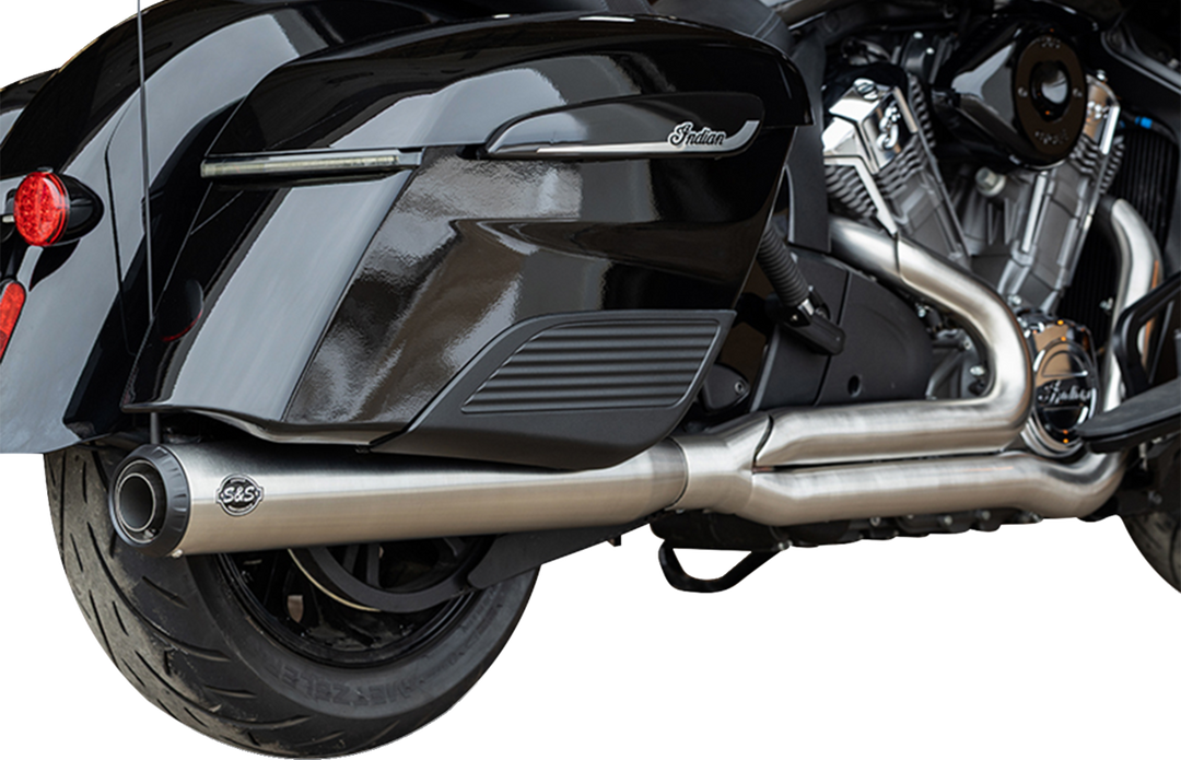 S&S CYCLE 2-into-1 Qualifier Exhaust System - Brushed Stainless Steel - 49 State - Indian with PowerPlus 550-1132