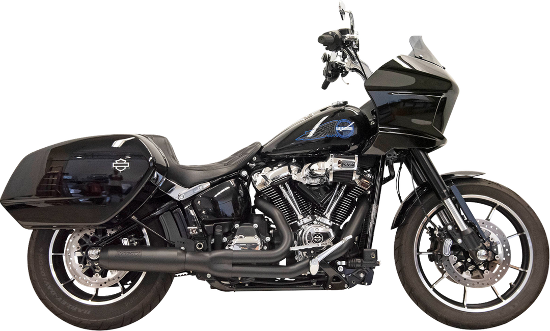 BASSANI XHAUST 2-into-1 Road Rage Exhaust System with Superbike Muffler - 4" - Black - Softail M8 1S78B