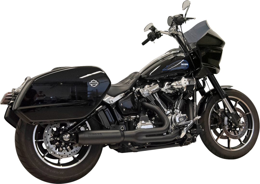 BASSANI XHAUST 2-into-1 Road Rage Exhaust System with Superbike Muffler - 4" - Black - Softail M8 1S78B