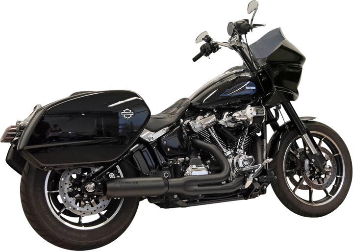 BASSANI XHAUST 2-into-1 Road Rage Exhaust System with Superbike Muffler - 4" - Black - Softail M8 1S78B