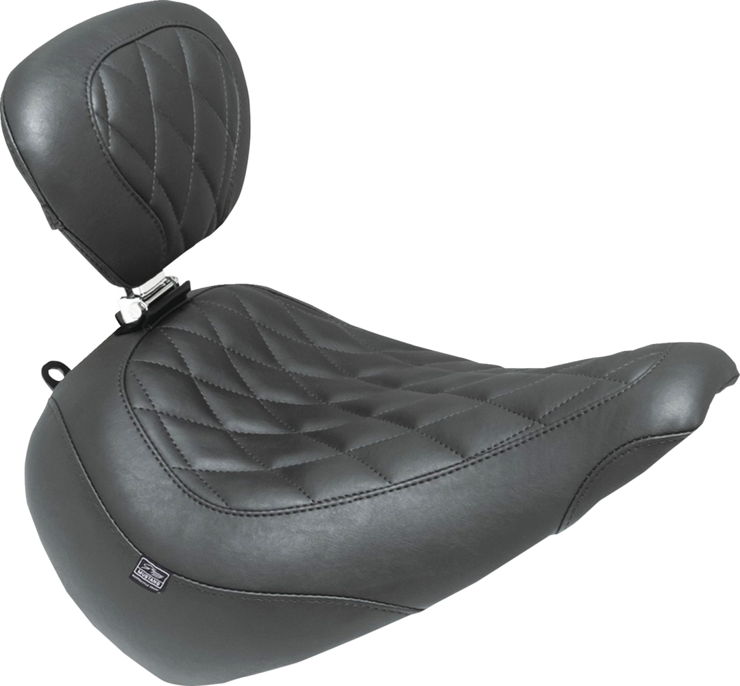 MUSTANG Wide Tripper* Solo Seat - w/ Backrest - Diamond - Black Stitch - FXBR '23-'25 89027