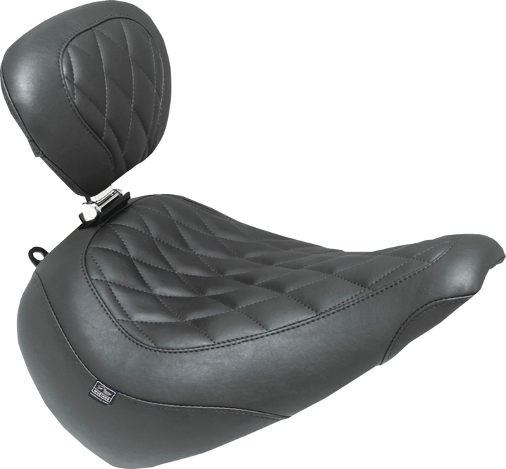 MUSTANG Wide Tripper* Solo Seat - w/ Backrest - Diamond - Black Stitch - FXBR '23-'25 89027