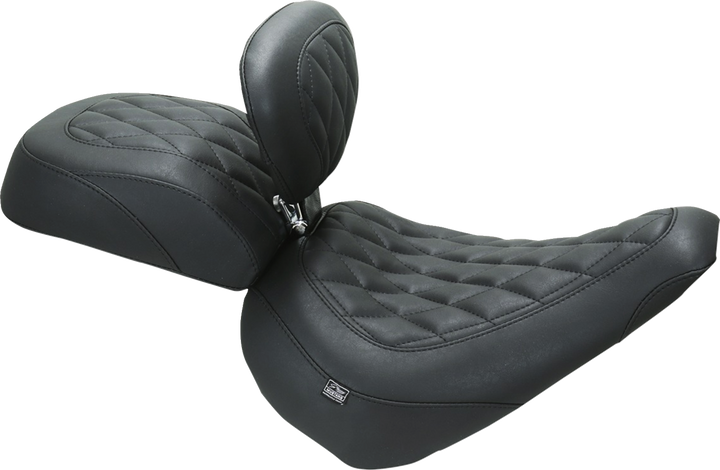 MUSTANG Wide Tripper* Solo Seat - w/ Backrest - Diamond - Black Stitch - FXBR '23-'25 89027