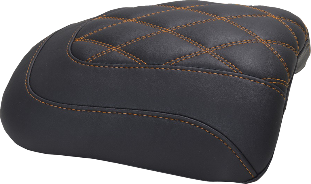 MUSTANG Padded Passenger Seat Cowl - Double Diamond - Mandarin Orange Stitch - FLT/FLH '23-'25 88611MO