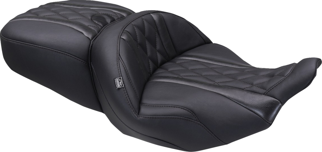 MUSTANG Deluxe One-Piece, 2-Up Seat - Diamond - Black Stitch - FLT/FLH '23-'25 89411