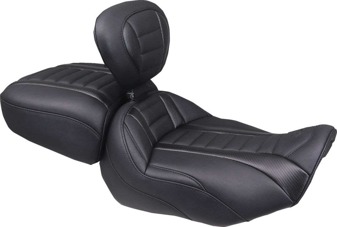 MUSTANG Deluxe Passenger Seat - Wide - Black Stitch - FLT/FLH '23-'25 88420