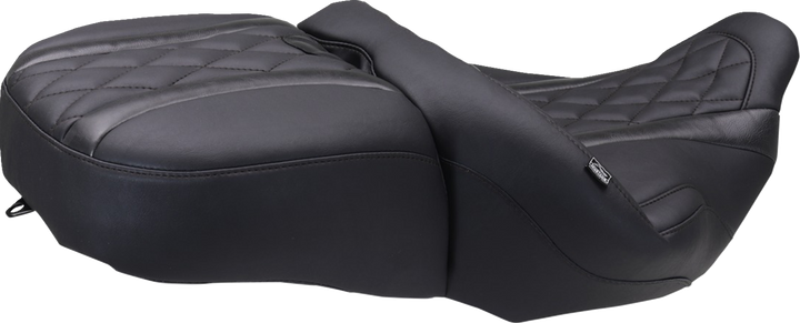 MUSTANG Deluxe One-Piece, 2-Up Seat - Diamond - Black Stitch - FLT/FLH '23-'25 89411