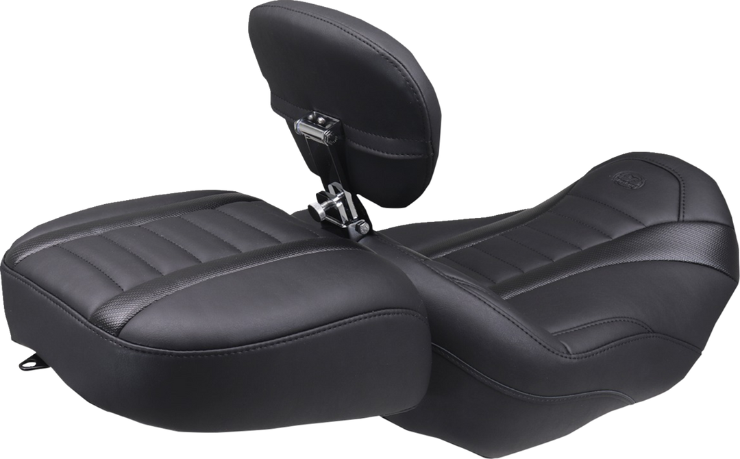 MUSTANG Deluxe Passenger Seat - Wide - Black Stitch - FLT/FLH '23-'25 88420