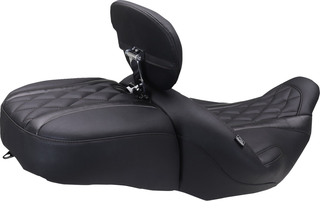 MUSTANG Deluxe Driver Backrest - Diamond - Black Stitching - FLT/FLH '23-'25 89460