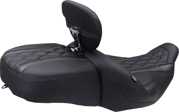 MUSTANG Deluxe Driver Backrest - Diamond - Black Stitching - FLT/FLH '23-'25 89460