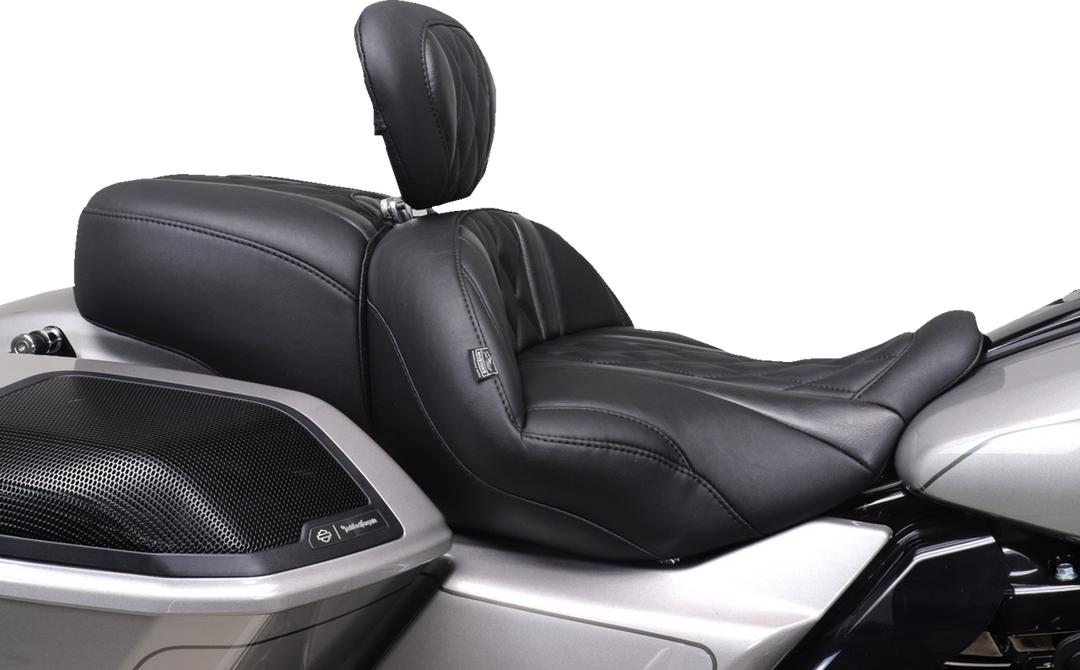 MUSTANG Deluxe Driver Backrest - Diamond - Black Stitching - FLT/FLH '23-'25 89460