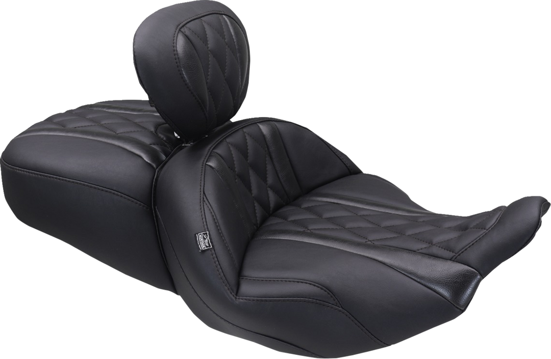 MUSTANG Deluxe Driver Backrest - Diamond - Black Stitching - FLT/FLH '23-'25 89460