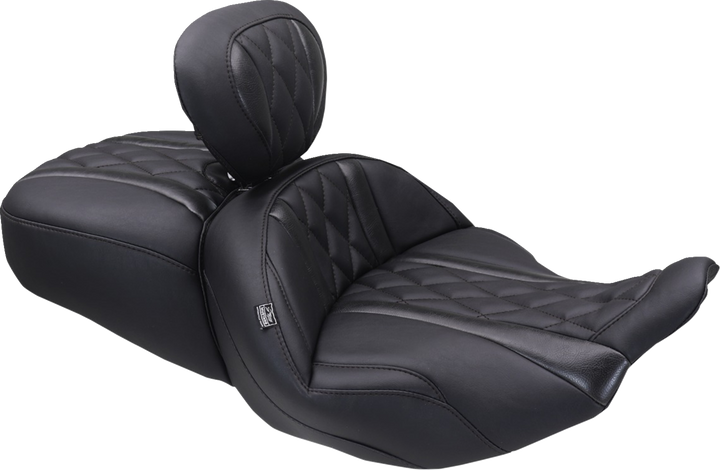 MUSTANG Deluxe Driver Backrest - Diamond - Black Stitching - FLT/FLH '23-'25 89460