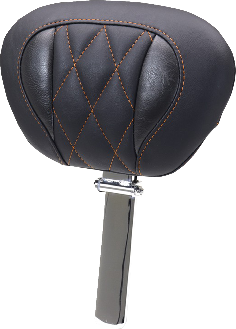 MUSTANG Deluxe Driver Backrest - Diamond - Mandarin Orange Stitching - FLT/FLH '23-'25 89460MO