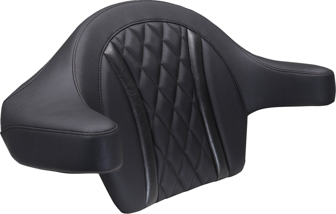 MUSTANG Deluxe Extended Arm Wrap-around Backrest - Diamond - Black Stitch - FLT/FLH '23-'25 88430