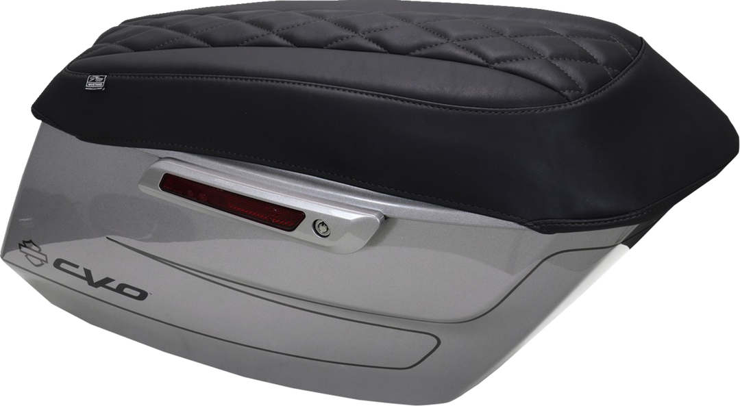 MUSTANG Deluxe Diamond Saddlebag Lid Cover - Black w/ Black Stitch - FLH/FLT '23-'25 88470