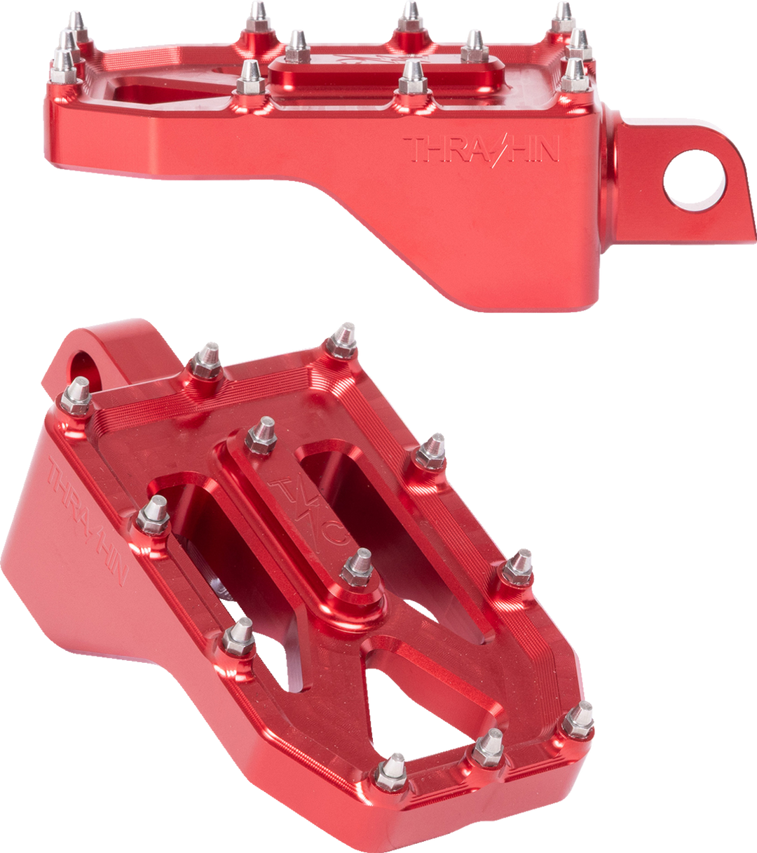 THRASHIN SUPPLY CO. Aggressor Foot Pegs - Rear- Red - HD '72-'25 TSC-2022-2-D