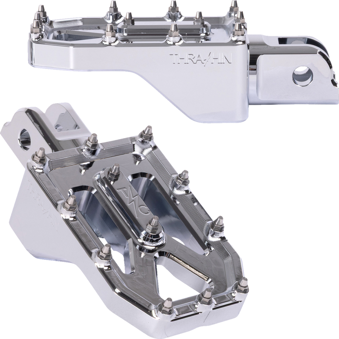 THRASHIN SUPPLY CO. Aggressor Foot Pegs - Front - Chrome - FL/FX '18-'25 TSC-2022-3-SF