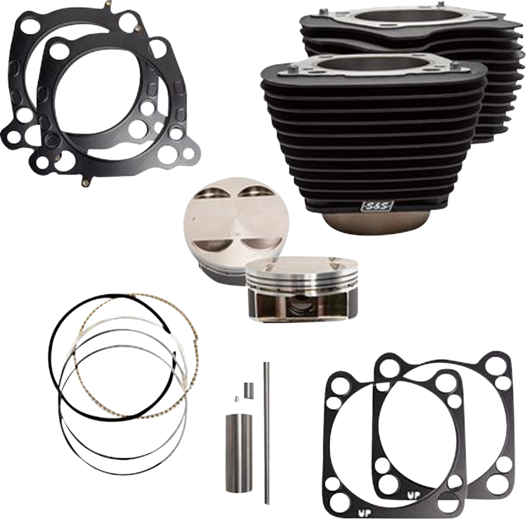 S&S CYCLE Cylinder Kit - 4.375" Stroke - Wrinkle Black w/o Highlights - M8 910-0681A