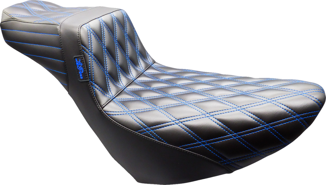 LE PERA Tailwhip Daddy Long Legs Seat - Black - Double Diamond - Blue Stitch - FL/FX '18-'25 LYR-580DLDD-BE01