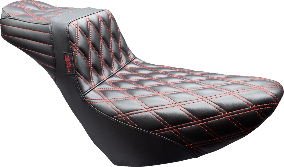 LE PERA Tailwhip Daddy Long Legs Seat - Black - Double Diamond - Red Stitch - FL/FX '18-'25 LYR-580DLDD-R01