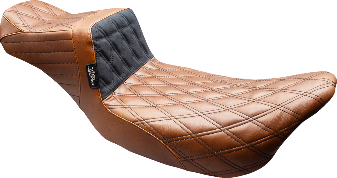 LE PERA Tailwhip Daddy Long Legs Seat - Brown - Black Double Diamond Stitch - FLT/FLH '08-'23 LK-587DLTDV01