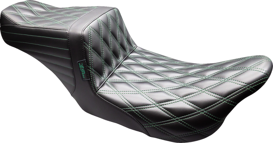 LE PERA Tailwhip Seat - Black - Double Diamond - Green Stitch - FLT/FLH '08-'23 LK-587DD-GN08