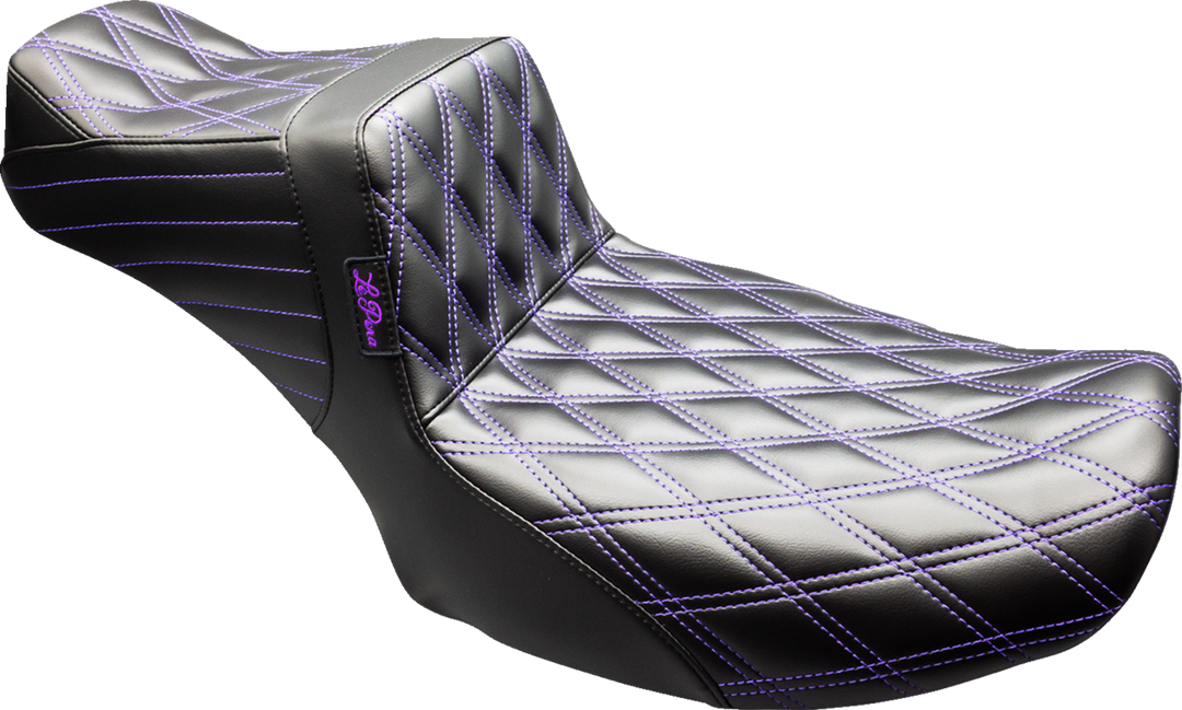 LE PERA Tailwhip Daddy Long Legs Seat - Black - Purple Double Diamond Stitch - FLT/FLH '24-'25 LV-587DLDD-P01