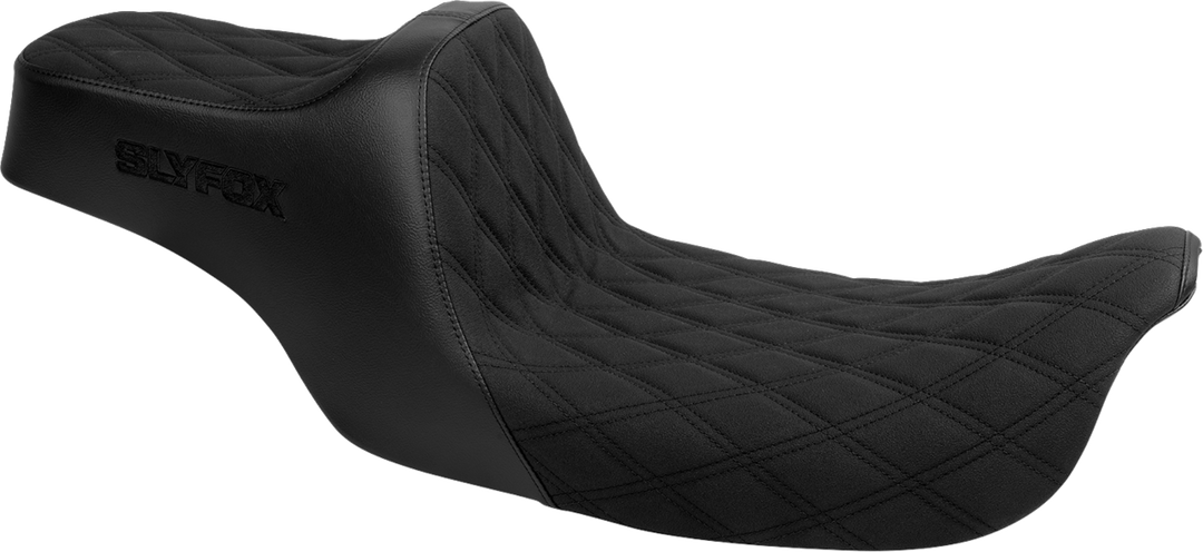 SLYFOX High Noon Seat - Double Diamond - Black Logo - Black Stitch - FLH/FLT '97-'07 4702C-SlyFox