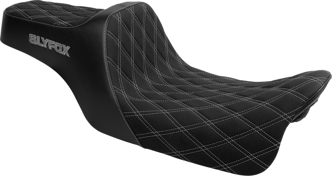 SLYFOX High Noon Seat - Double Diamond - Silver Logo - Silver Stitch - FLH/FLT '23-'25 4704D-SlyFox