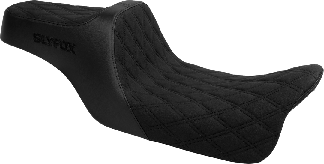 SLYFOX High Noon Seat - Double Diamond - Black Logo - Black Stitch - FLH/FLT '08-'25 4710C-SlyFox