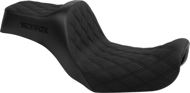 SLYFOX High Noon Seat - Double Diamond - Black Logo - Black Stitch - FXD/FLD '06-'17 4694C-SlyFox