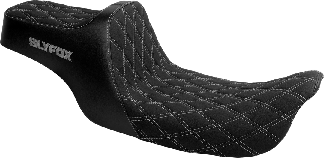 SLYFOX High Noon Seat - Double Diamond - Silver Logo - Silver Stitch - FXD/FLD '06-'17 4694D-SlyFox