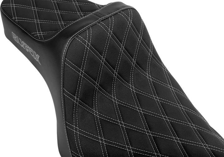SLYFOX High Noon Seat - Double Diamond - Silver Logo - Silver Stitch - XL '04-'22 4709D-SlyFox