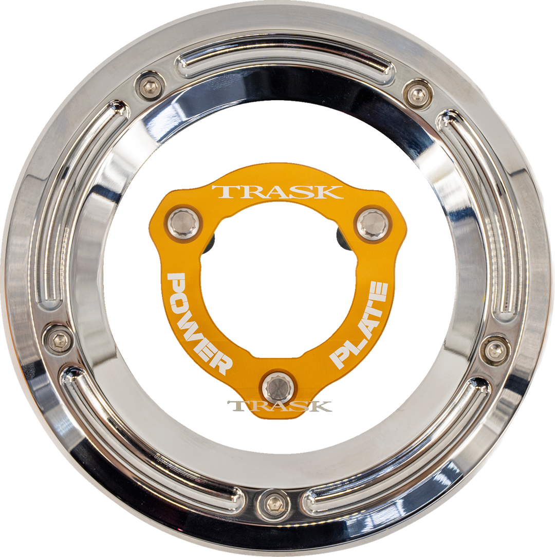 TRASK Derby Cover with Power Plate - Chrome/Gold - Kit - '17-'25 Harley-Davidson TM-0051-CH-GD