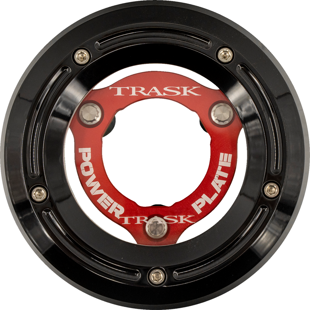 TRASK Derby Cover with Power Plate - Black/Red - Kit - '18-'25 Softail TM-0052-BK-RD