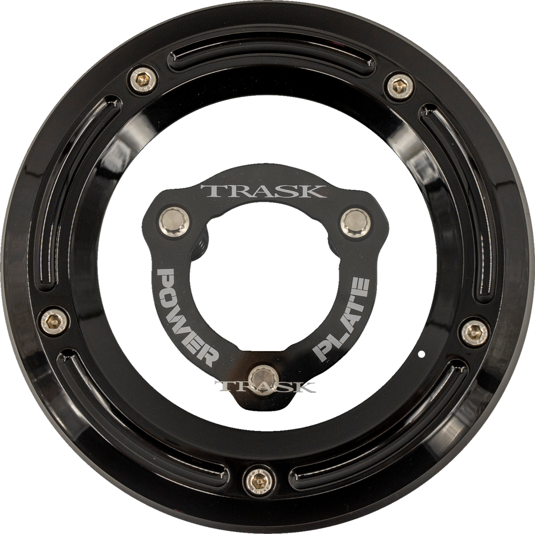 TRASK Derby Cover with Power Plate - Black - Kit - '17-'25 Harley-Davidson TM-0051-BK-BK