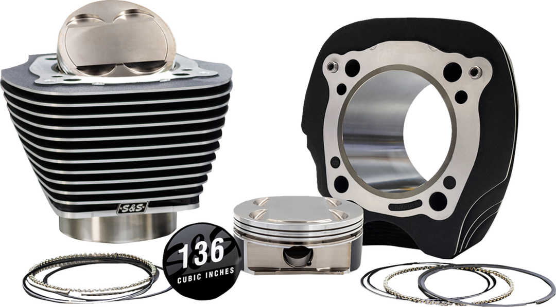 S&S CYCLE 132" High Compression | 136" Big Bore Kit - 4.320" Bore - Black Granite w/Highlighted Fins - M8 910-1010A