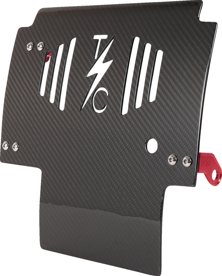 THRASHIN SUPPLY CO. Skid Plate - Carbon Fiber/Gloss - With Red Brackets - FLHX/FLTRX TSC-3034-2