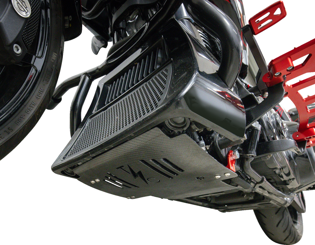 THRASHIN SUPPLY CO. Skid Plate - Carbon Fiber/Gloss - With Red Brackets - FLHX/FLTRX TSC-3034-2