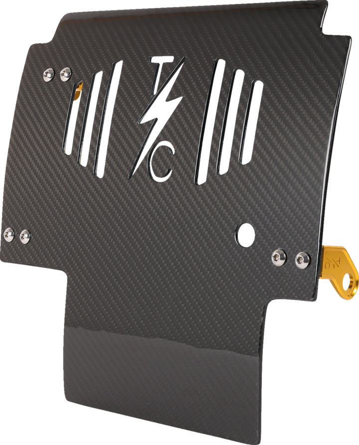 THRASHIN SUPPLY CO. Skid Plate - Carbon Fiber/Gloss - With Gold Brackets - FLHX/FLTRX TSC-3034-5