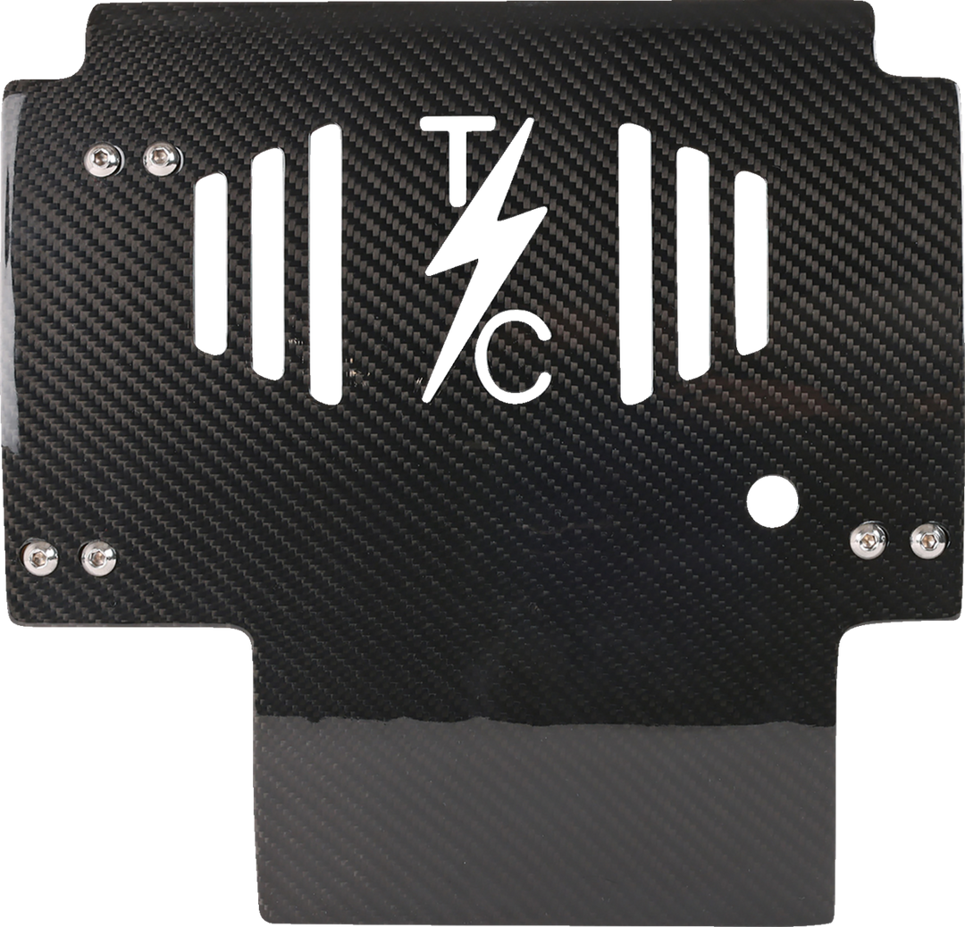 THRASHIN SUPPLY CO. Skid Plate - Carbon Fiber/Gloss - With Red Brackets - FLHX/FLTRX TSC-3034-2