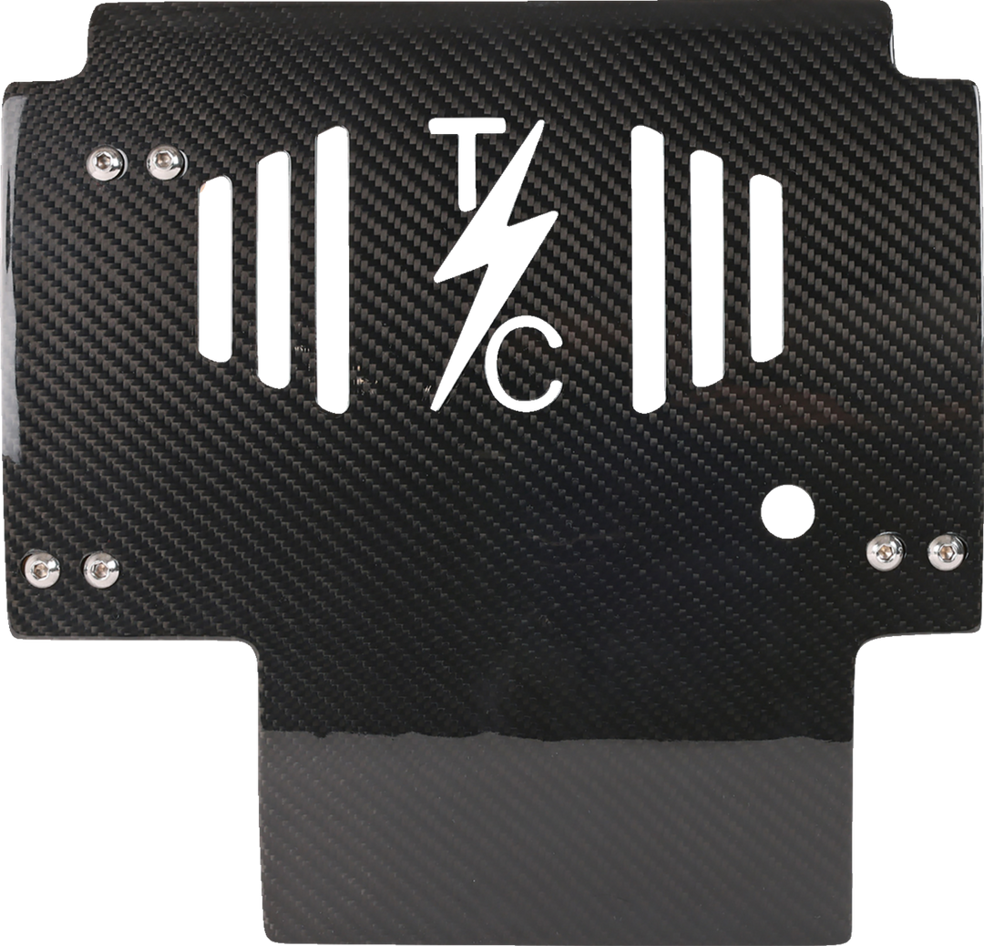 THRASHIN SUPPLY CO. Skid Plate - Carbon Fiber/Gloss - With Gold Brackets - FLHX/FLTRX TSC-3034-5