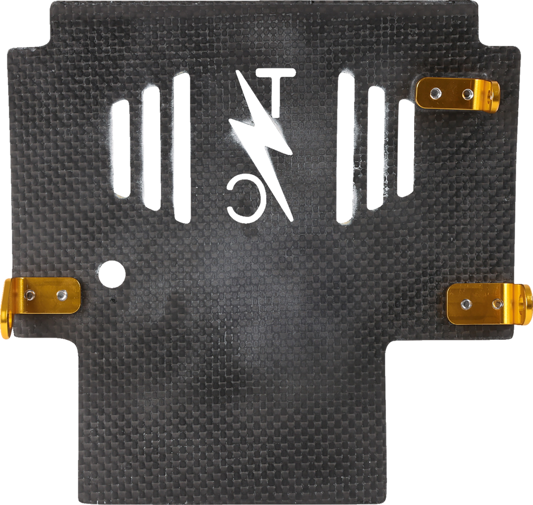 THRASHIN SUPPLY CO. Skid Plate - Carbon Fiber/Gloss - With Gold Brackets - FLHX/FLTRX TSC-3034-5