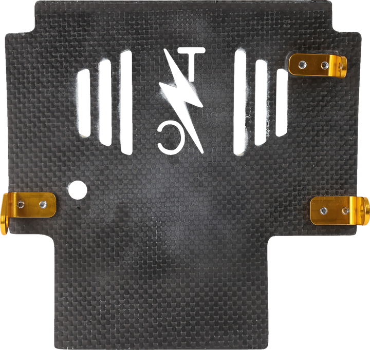 THRASHIN SUPPLY CO. Skid Plate - Carbon Fiber/Gloss - With Gold Brackets - FLHX/FLTRX TSC-3034-5