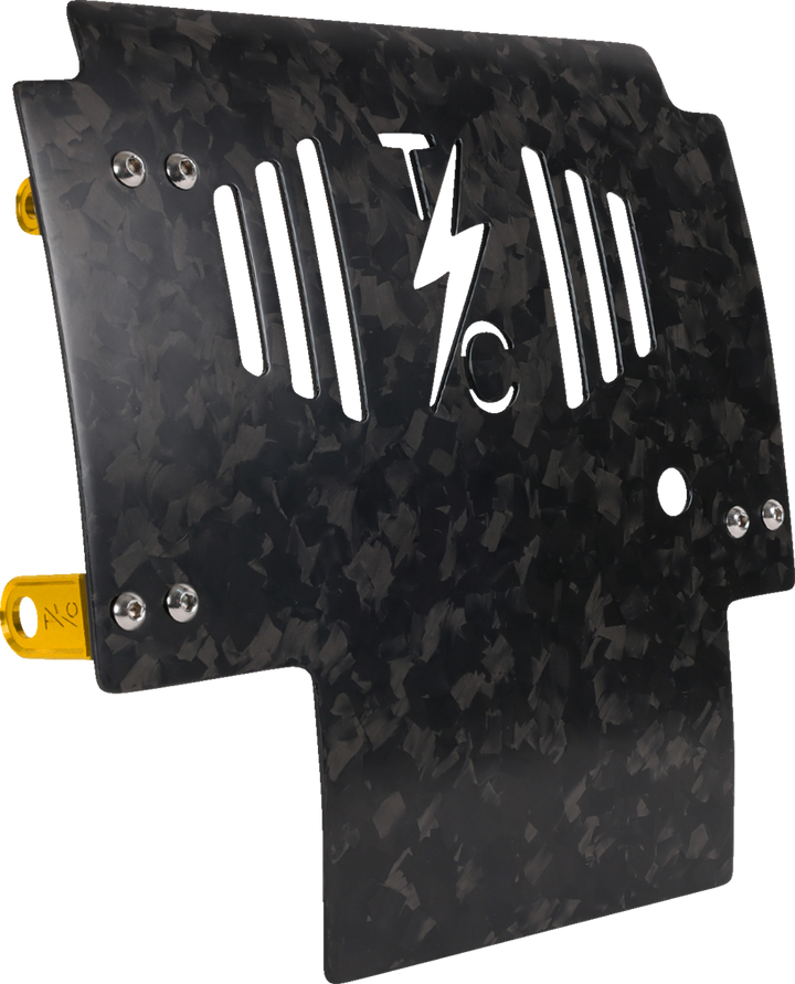 THRASHIN SUPPLY CO. Skid Plate - Carbon Fiber/Forged - With Gold Brackets - FLHX/FLTRX TSC-3035-5