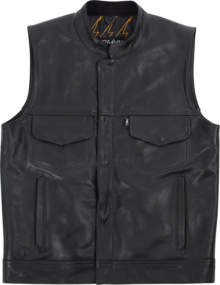 THRASHIN SUPPLY CO. Mulholland Leather Riding Vest - Black - 2XL TMJ-14-12
